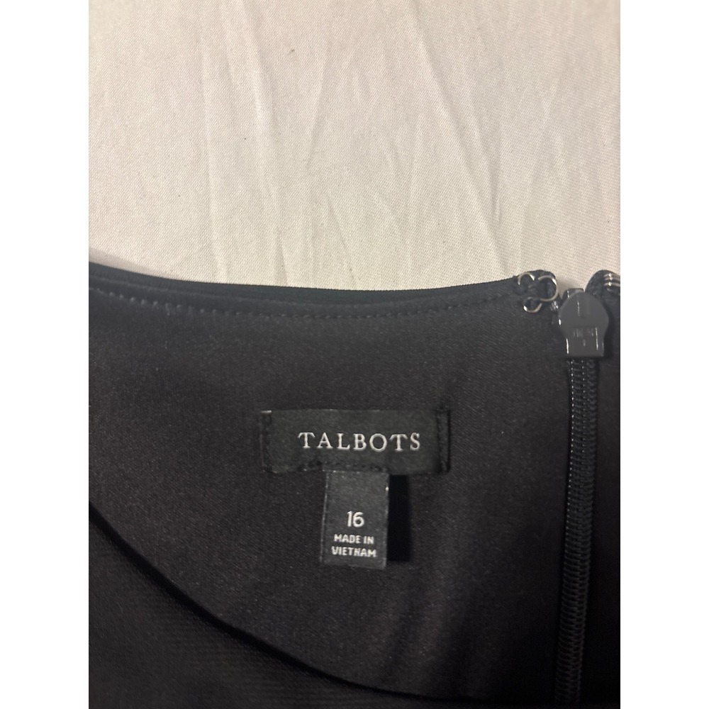 Talbots Midi Dress Womens 16 Black 3/4 Sleeve Side Knot Stretch Jersey - Picture 8 of 10